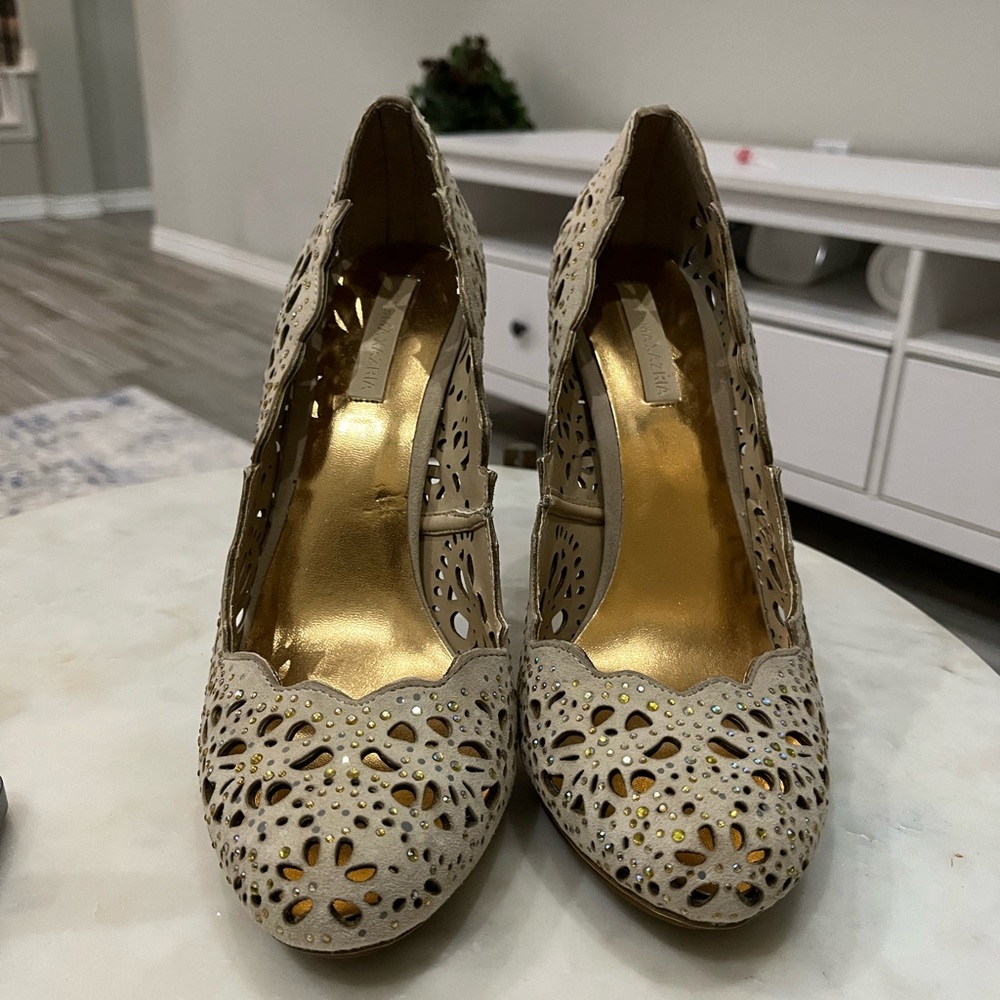 BCBGMaxAzria Beige Cutout Heels